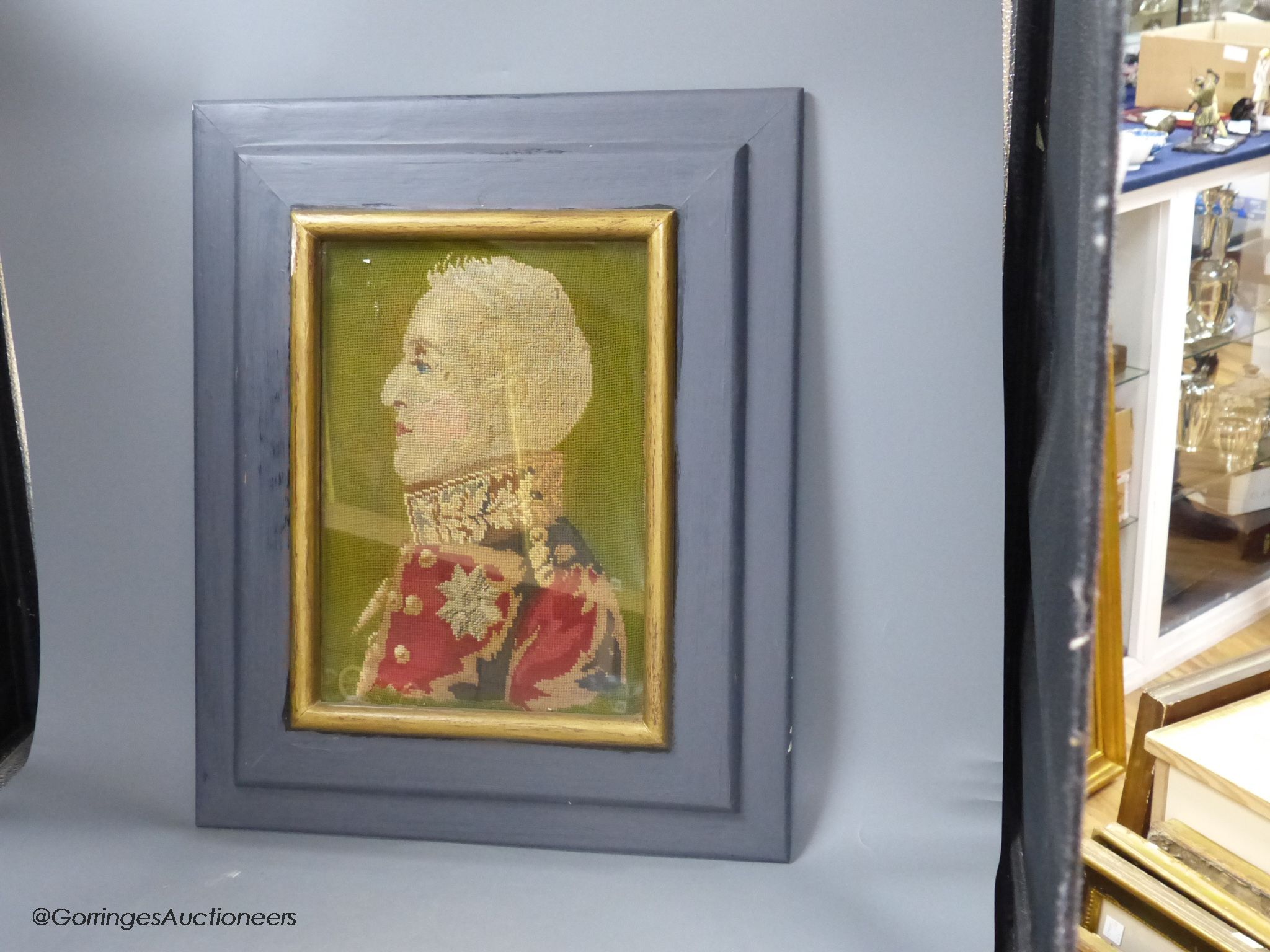 A 19th century petit-point needlework portrait, Duke of Wellington